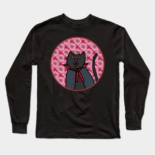 Portrait of a Halloween Horror Vampire Cat Long Sleeve T-Shirt